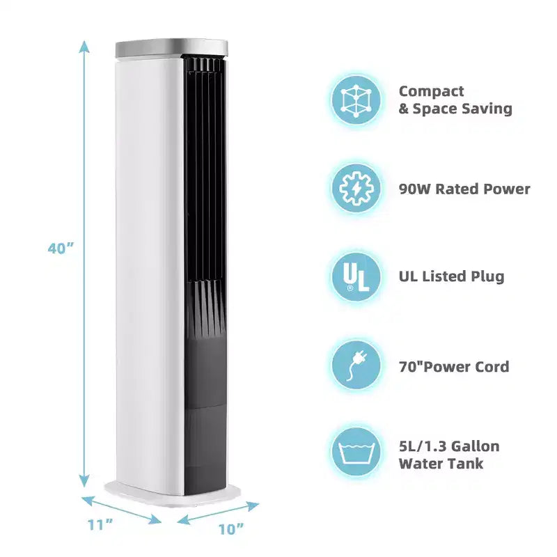 Costway Refroidisseur d'air par évaporation portable 3 en 1 102 cm Ventilateur tour sans pales avec minuterie