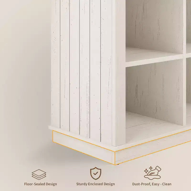 Étagère de rangement à 8 cubes, bibliothèque horizontale de style ferme, bibliothèque de rangement en bois de 157 cm pour entrée, étagères basses et longues pour salon