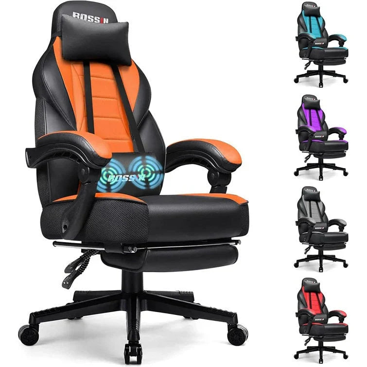 Chaise de jeu style course BOSSIN, fauteuil gamer grande taille 300 lb, chaise d'ordinateur à dossier haut