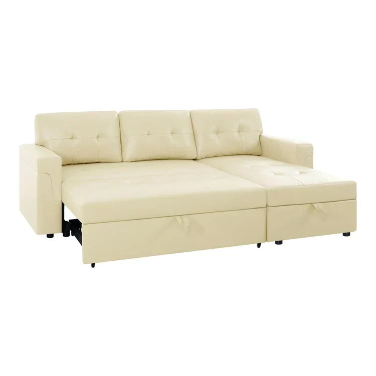 Canapé d'angle réversible convertible avec lit gigogne, méridienne de rangement et pieds durables