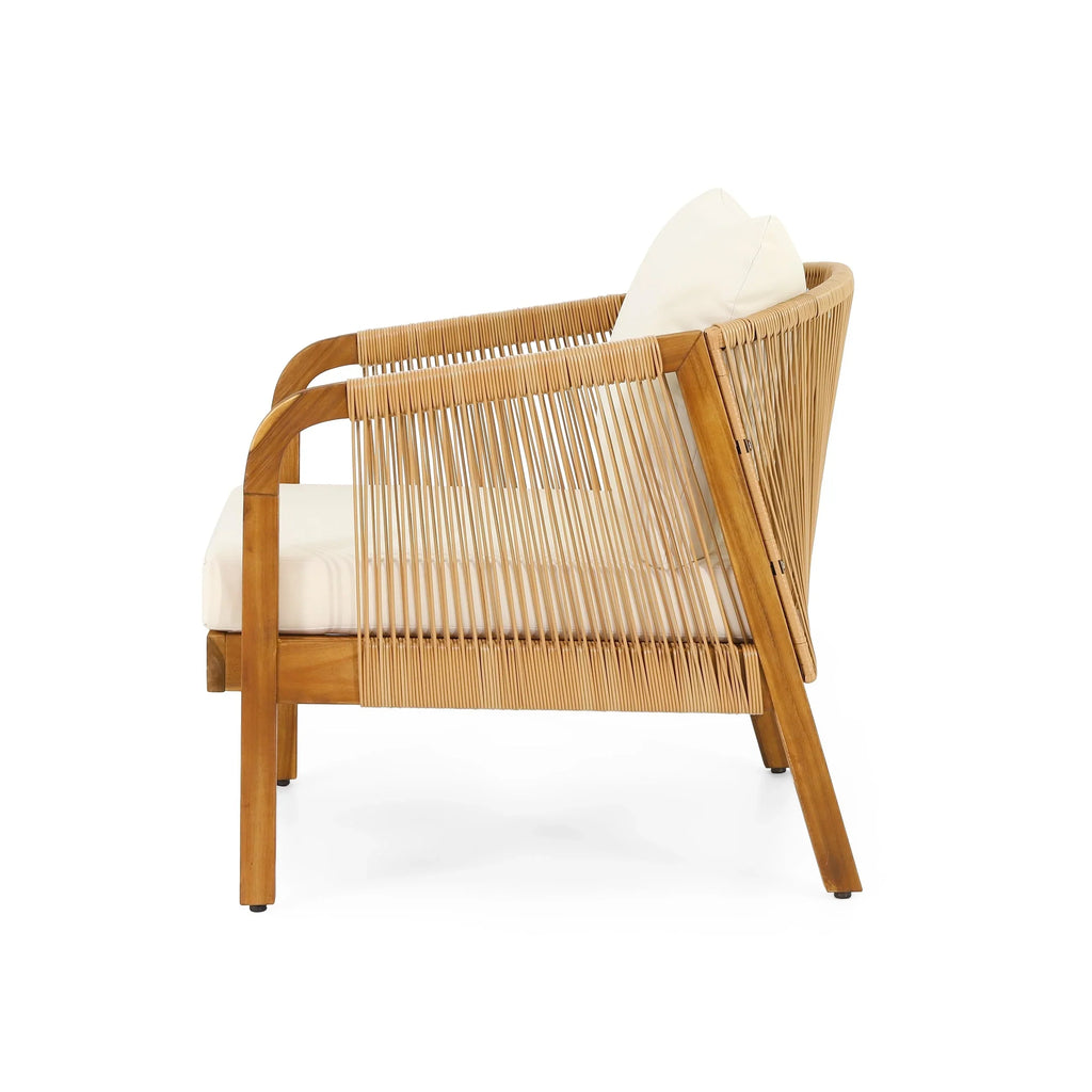 Ensemble de fauteuils de club en bois d'acacia et osier Jabe Outdoor de Christopher Knight Home
