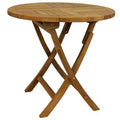 Sunnydaze Outdoor Solid Teak Wood with Light Stained Finish Round Patio Dining Table - 32 - Light Brown