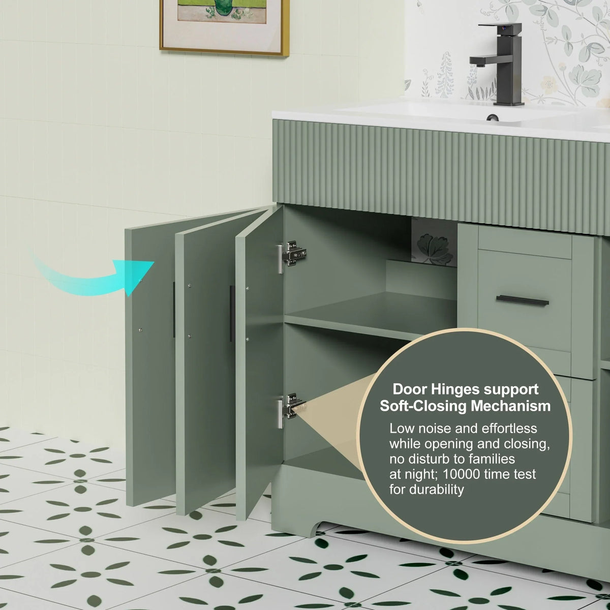 Meuble-lavabo de salle de bain Wavy Line 30/36/48 avec évier et robinet