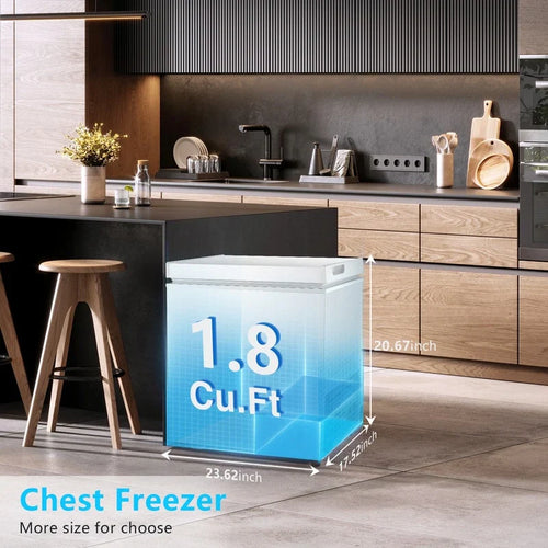 Congélateur coffre de 51 L avec panier amovible, drain inférieur, thermostat à 7 niveaux, conception autonome pour la maison et l'appartement