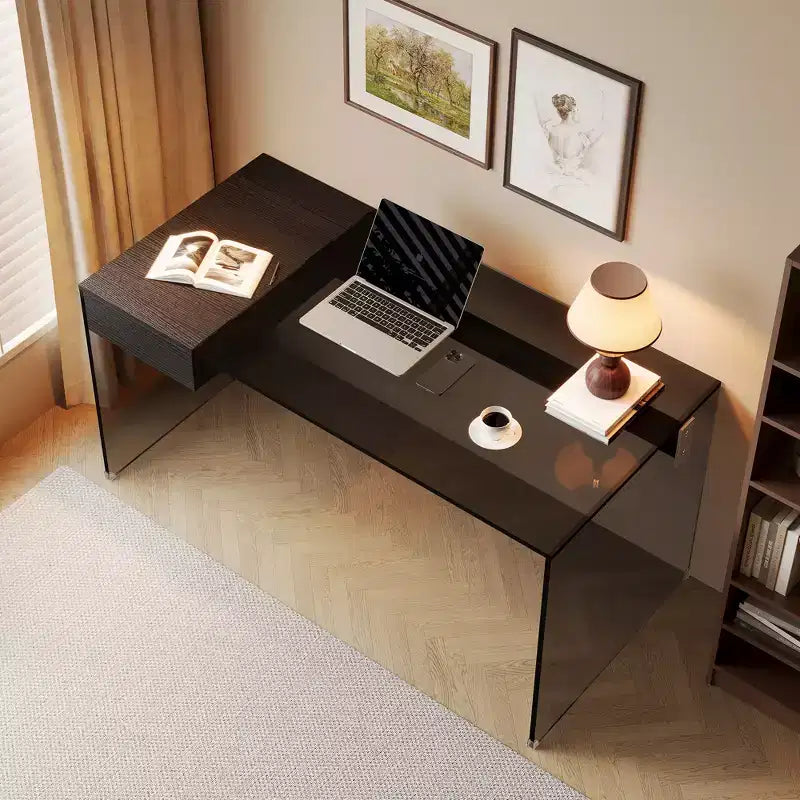 Bureau en verre trempé Luck Live Modern de 53,14 pouces