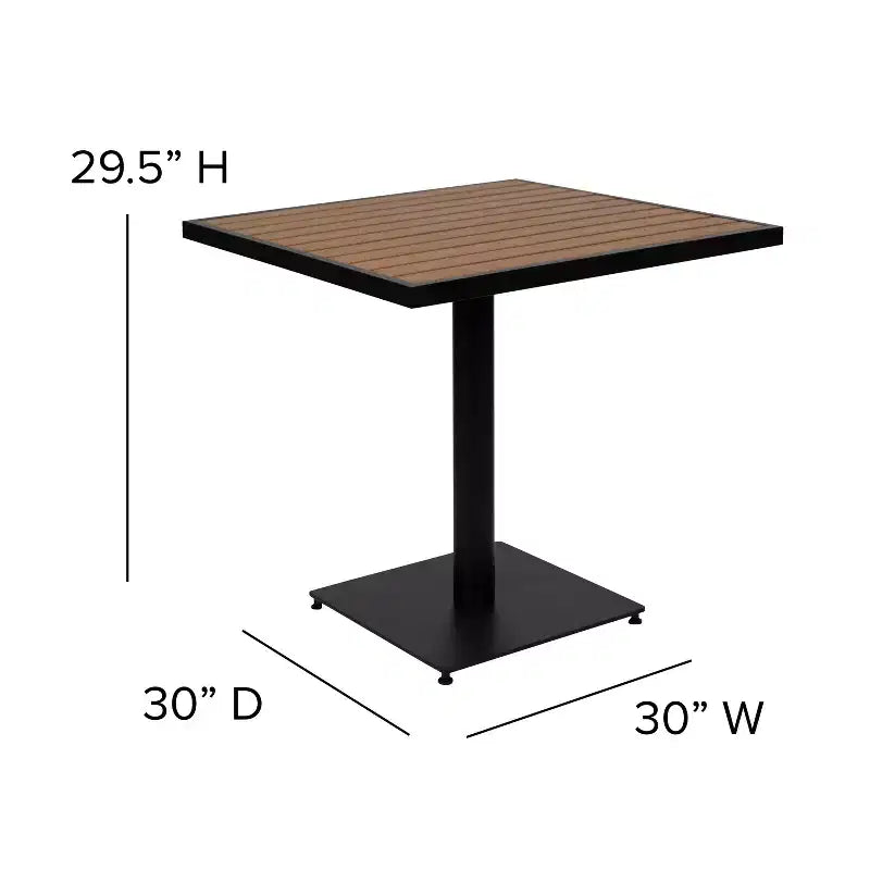 Flash Furniture Table de bistrot carrée de 30 po pour terrasse extérieure avec lattes en poly imitation teck