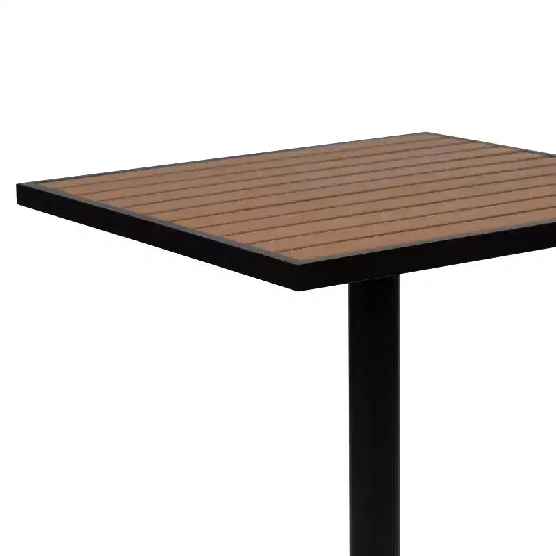 Flash Furniture Table de bistrot carrée de 30 po pour terrasse extérieure avec lattes en poly imitation teck