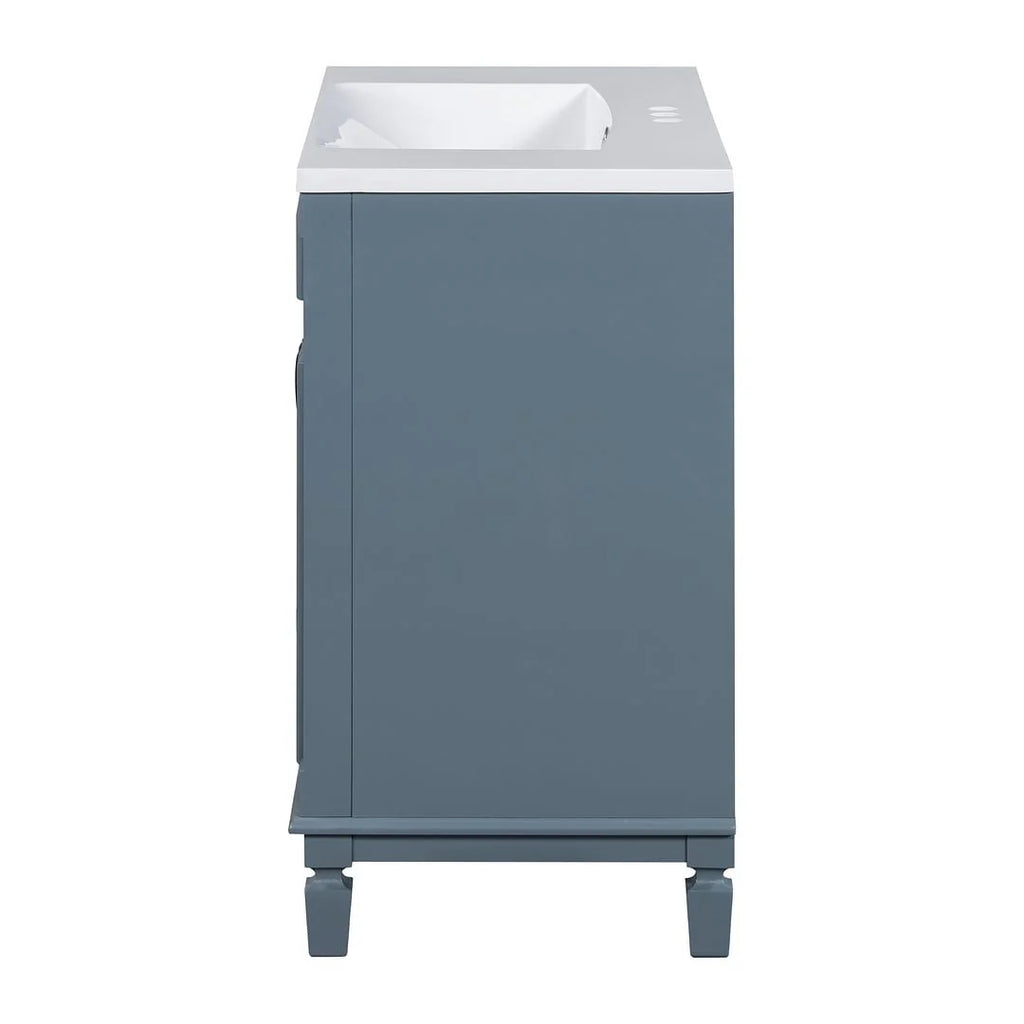 Meuble-lavabo de salle de bain moderne de 91 cm avec lavabo et armoire de toilette, 2 portes et 2 tiroirs