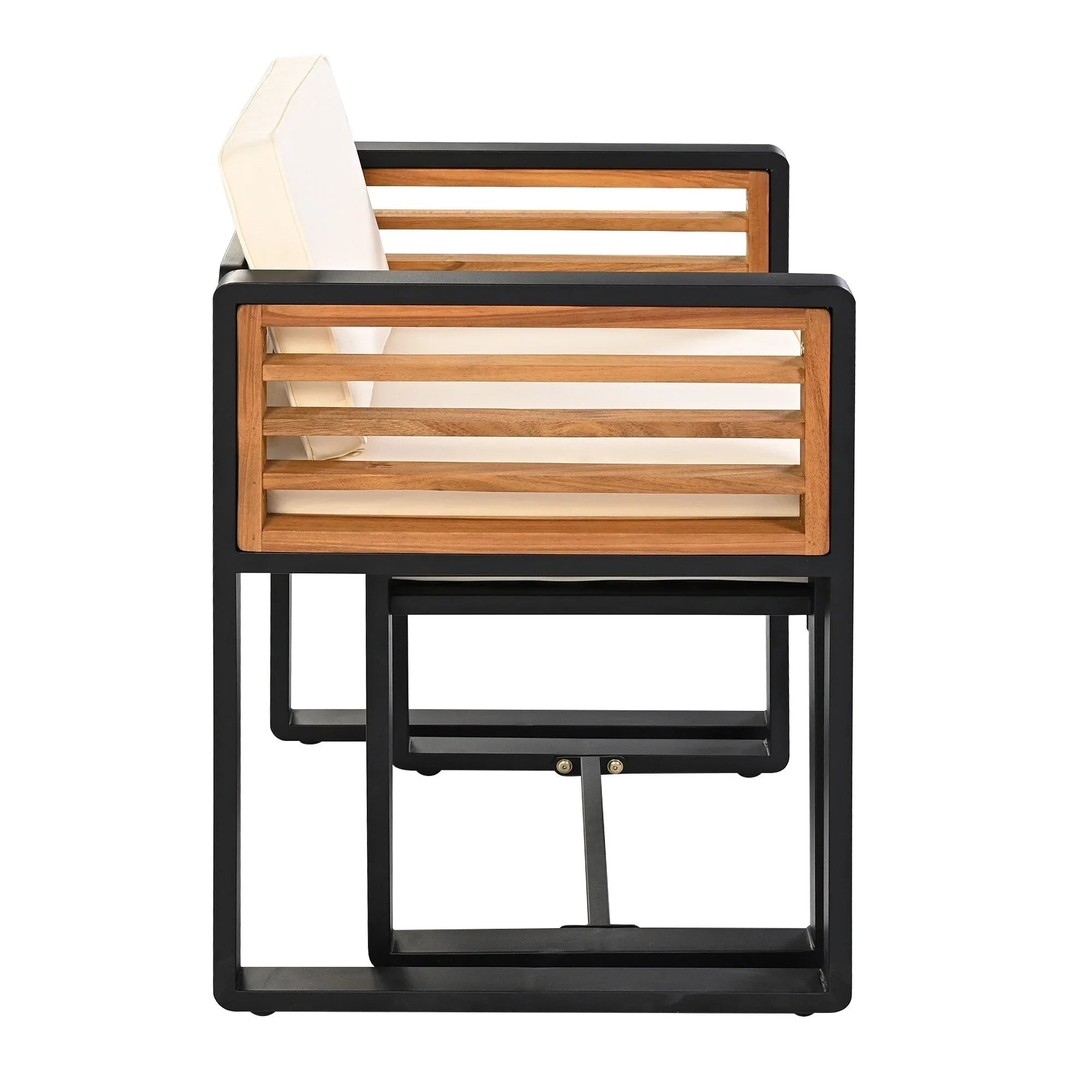 Ensemble de salle à manger d'extérieur 18 pièces en bois d'acacia, 8 chaises rembourrées, 8 poufs et 2 tables carrées