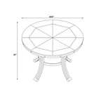 Round Dining Table - MDF Top with Powder-Coated Metal Frame, Seats 4