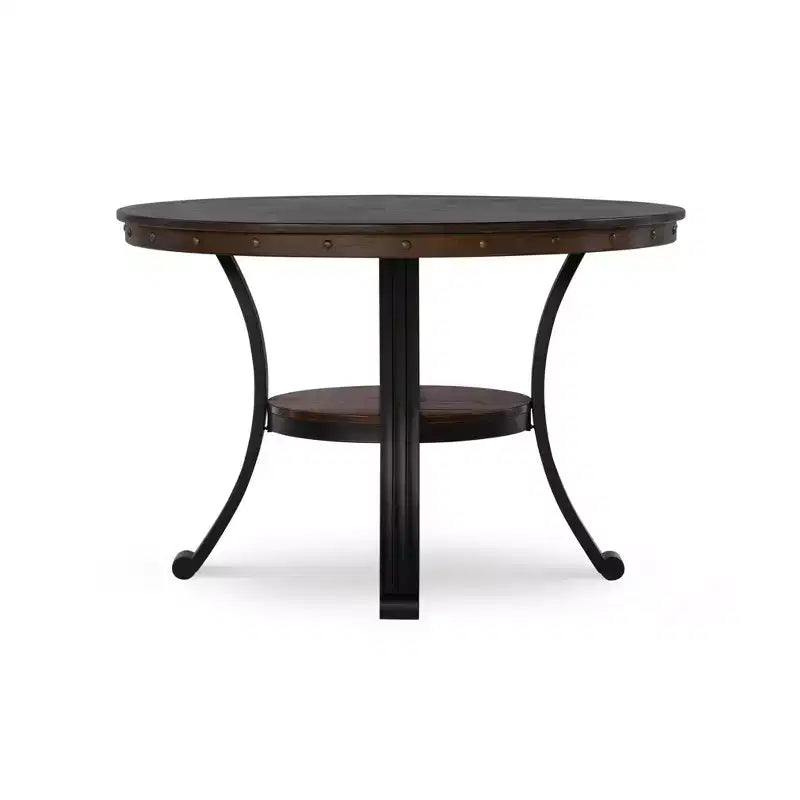 Round Dining Table - MDF Top with Powder-Coated Metal Frame, Seats 4