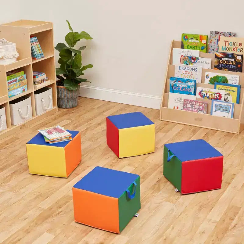 Children's Foam Cozy Cube Seats 4-Pack - Flexible Classroom and Playroom Seating