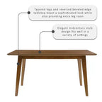 Clara Rectangular Dining Table - Rubberwood with Wood Veneer Top, Seats 6