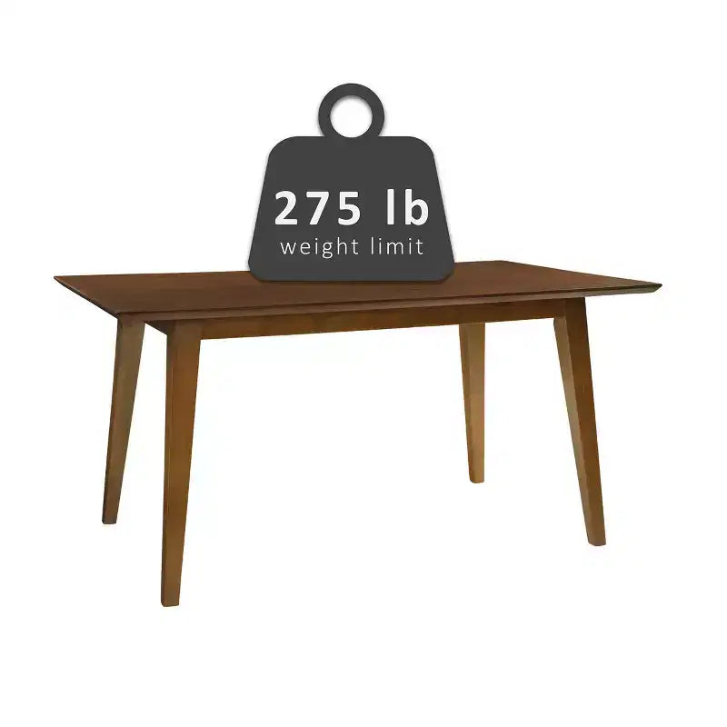 Clara Rectangular Dining Table - Rubberwood with Wood Veneer Top, Seats 6