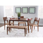 Clara Rectangular Dining Table - Rubberwood with Wood Veneer Top, Seats 6