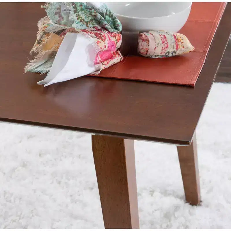 Clara Rectangular Dining Table - Rubberwood with Wood Veneer Top, Seats 6