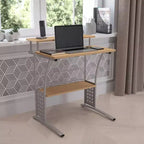 28" Computer Desk with Top and Lower Storage Shelves - Perforated Steel Frame, 110 lb Capacity