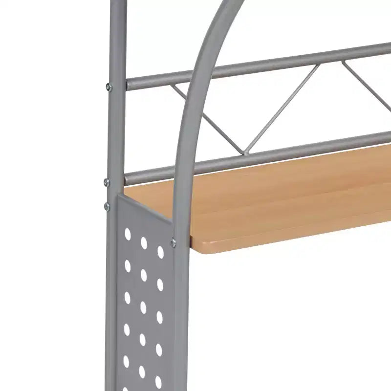 28" Computer Desk with Top and Lower Storage Shelves - Perforated Steel Frame, 110 lb Capacity