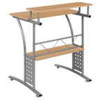 28" Computer Desk with Top and Lower Storage Shelves - Perforated Steel Frame, 110 lb Capacity