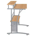 28" Computer Desk with Top and Lower Storage Shelves - Perforated Steel Frame, 110 lb Capacity