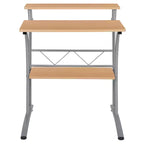 28" Computer Desk with Top and Lower Storage Shelves - Perforated Steel Frame, 110 lb Capacity