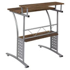 28" Computer Desk with Top and Lower Storage Shelves - Perforated Steel Frame, 110 lb Capacity