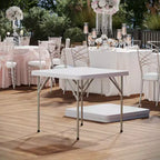 34.25" Square Plastic Folding Table with Carrying Handle - Granite White, 220 lb Capacity