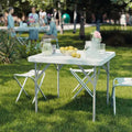 34.25" Square Plastic Folding Table with Carrying Handle - Granite White, 220 lb Capacity