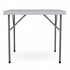 34.25" Square Plastic Folding Table with Carrying Handle - Granite White, 220 lb Capacity