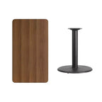 24" x 42" Rectangular Laminate Dining Table with 24" Round Cast Iron Base - Reversible Black/Mahogany Top
