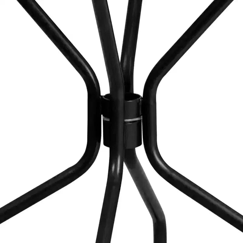 Table de terrasse en acier Emma et Oliver de 35,25 po de diamètre de qualité commerciale pour l'intérieur et l'extérieur – Trou pour parasol