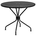 Table de terrasse en acier Emma et Oliver de 35,25 po de diamètre de qualité commerciale pour l'intérieur et l'extérieur – Trou pour parasol