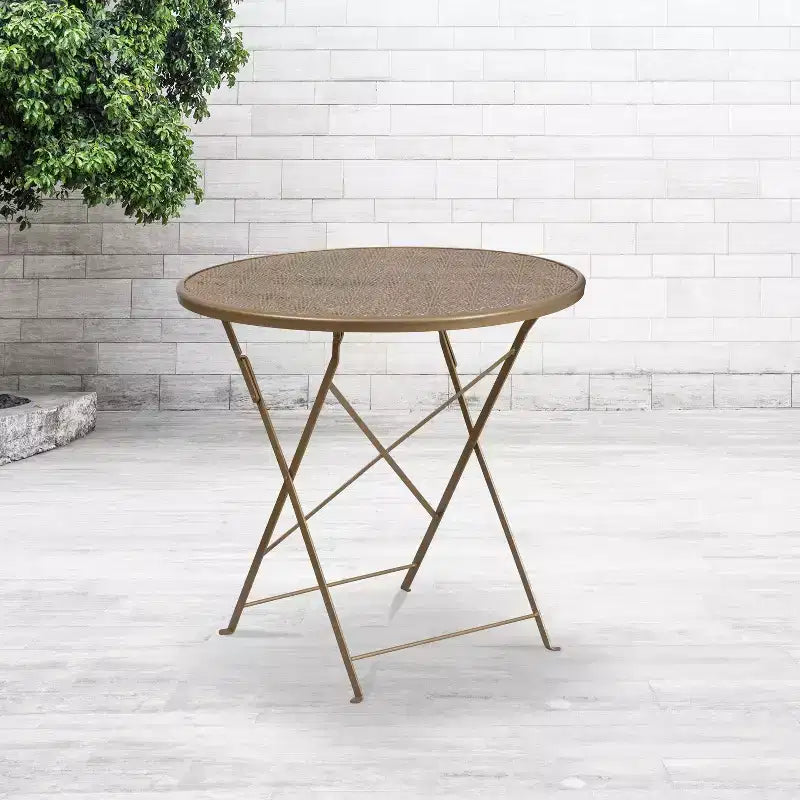 Table de patio pliante Emma et Oliver en métal coloré de 30 po de qualité commerciale pour jardin et patio