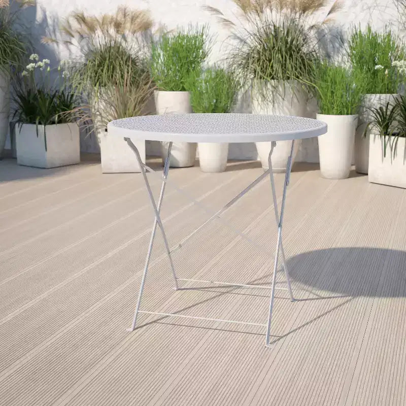 Table de patio pliante Emma et Oliver en métal coloré de 30 po de qualité commerciale pour jardin et patio