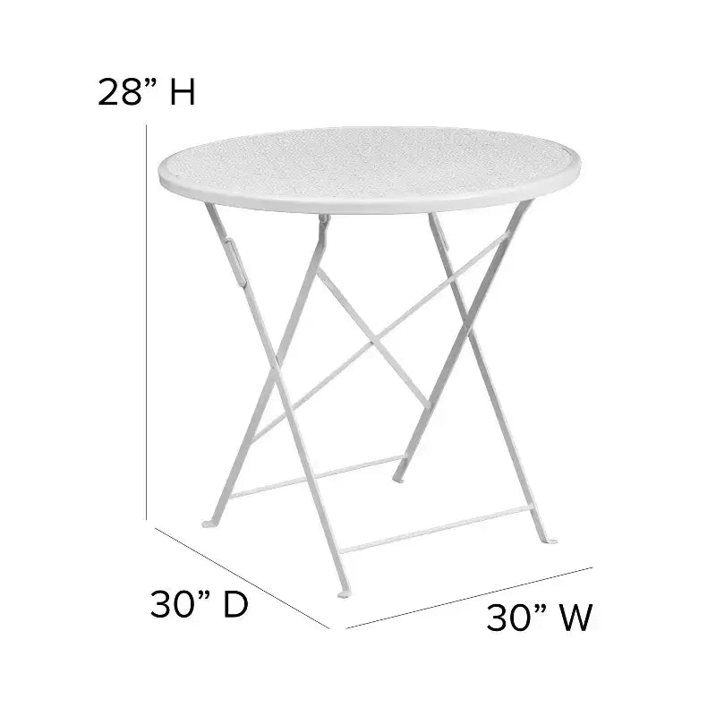 Table de patio pliante Emma et Oliver en métal coloré de 30 po de qualité commerciale pour jardin et patio