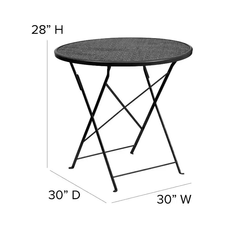 Table de patio pliante Emma et Oliver en métal coloré de 30 po de qualité commerciale pour jardin et patio