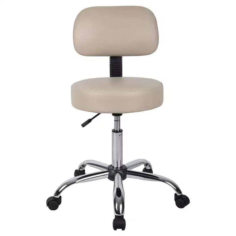 Medical Stool with Back Cushion and Adjustable Height - 275 lb Capacity