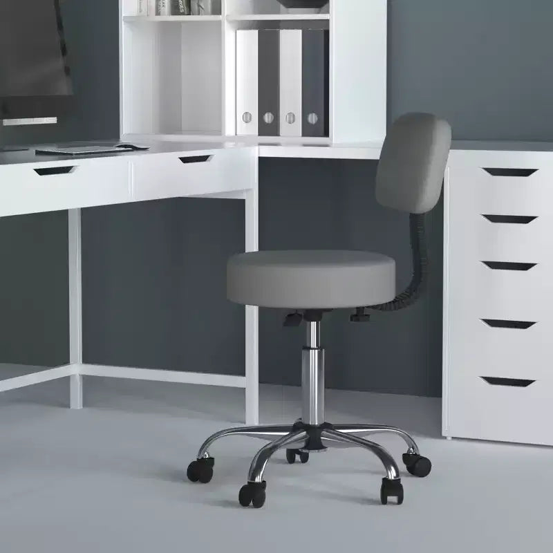 Medical Stool with Back Cushion and Adjustable Height - 275 lb Capacity