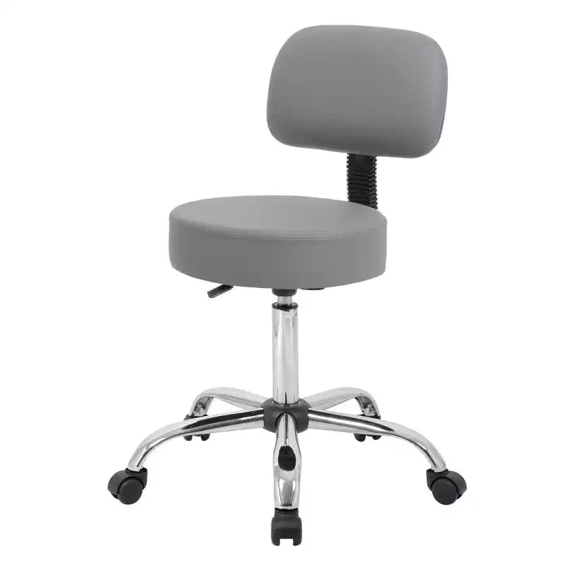 Medical Stool with Back Cushion and Adjustable Height - 275 lb Capacity