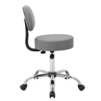 Medical Stool with Back Cushion and Adjustable Height - 275 lb Capacity