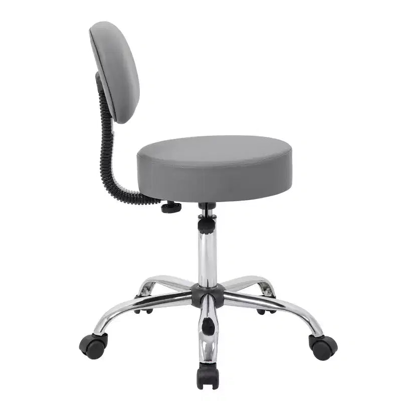 Medical Stool with Back Cushion and Adjustable Height - 275 lb Capacity