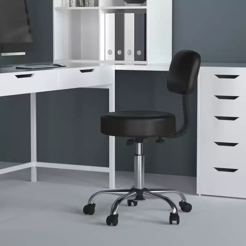 Medical Stool with Back Cushion and Adjustable Height - 275 lb Capacity