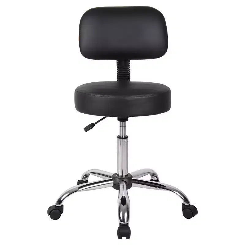 Medical Stool with Back Cushion and Adjustable Height - 275 lb Capacity
