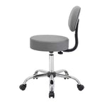 Medical Stool with Back Cushion and Adjustable Height - 275 lb Capacity