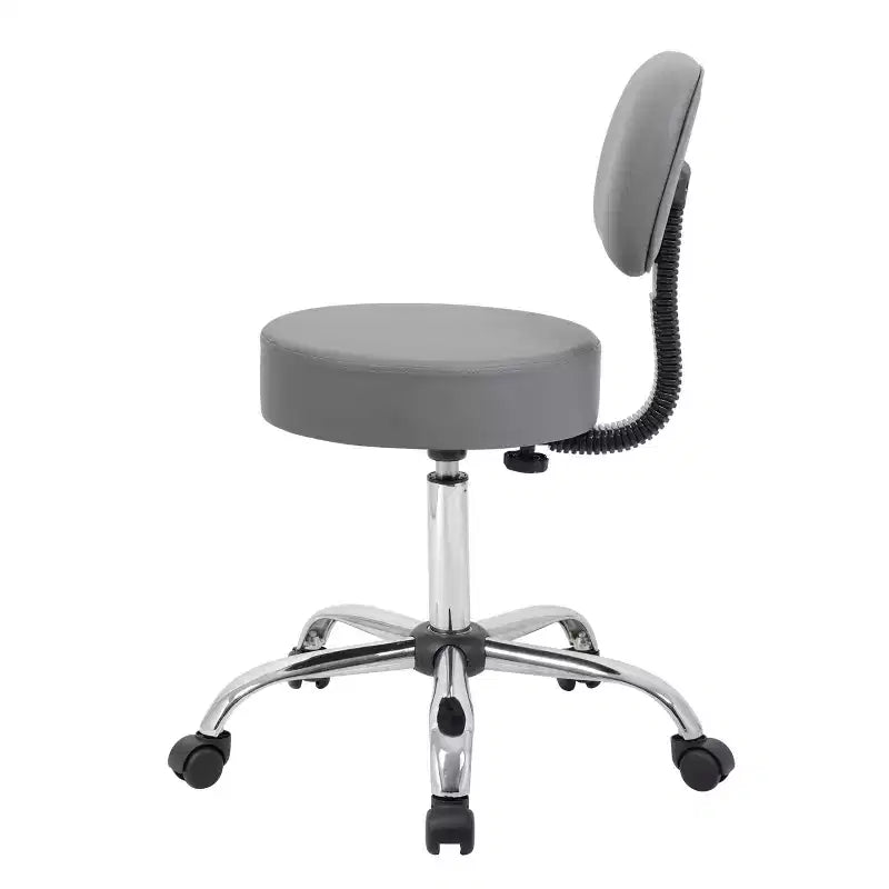 Medical Stool with Back Cushion and Adjustable Height - 275 lb Capacity
