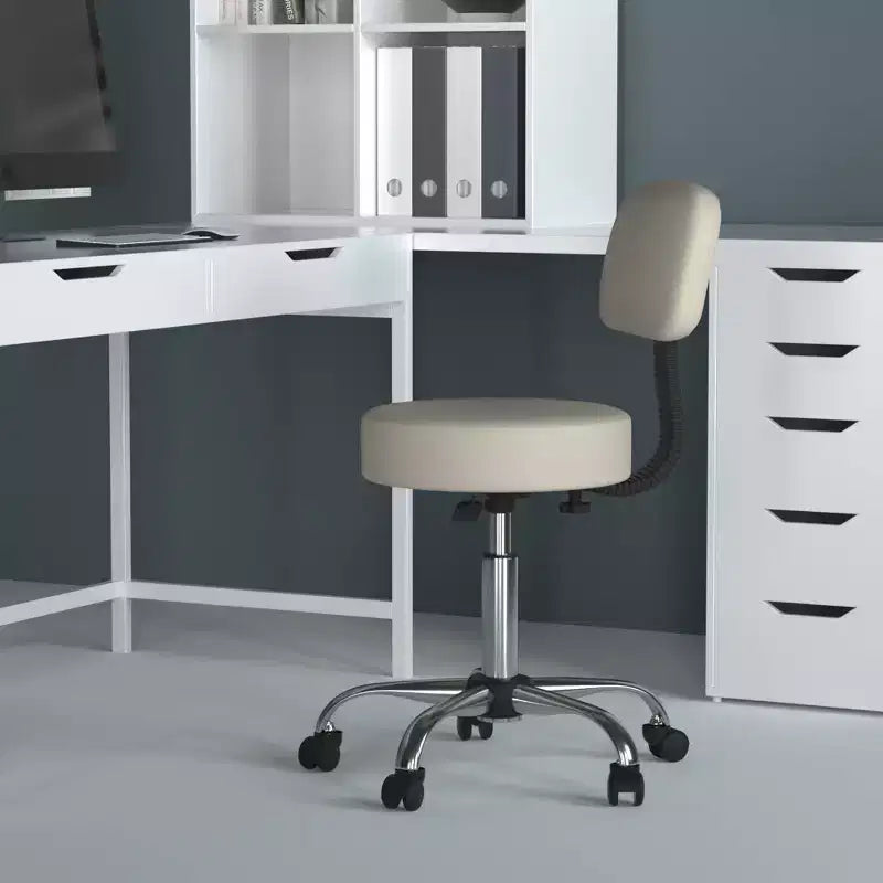 Medical Stool with Back Cushion and Adjustable Height - 275 lb Capacity