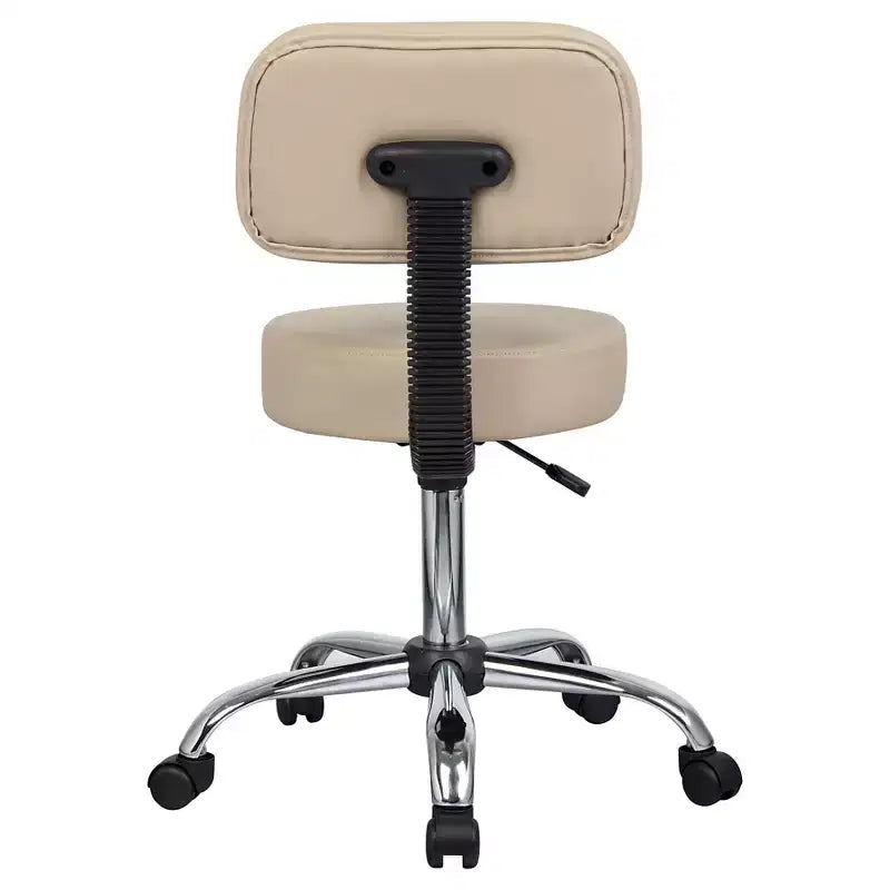 Medical Stool with Back Cushion and Adjustable Height - 275 lb Capacity