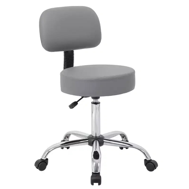 Medical Stool with Back Cushion and Adjustable Height - 275 lb Capacity