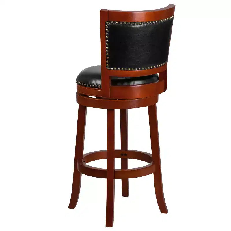 30" Open Panel Back Wood Barstool with LeatherSoft Swivel Seat - Dark Cherry