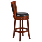 30" Open Panel Back Wood Barstool with LeatherSoft Swivel Seat - Dark Cherry